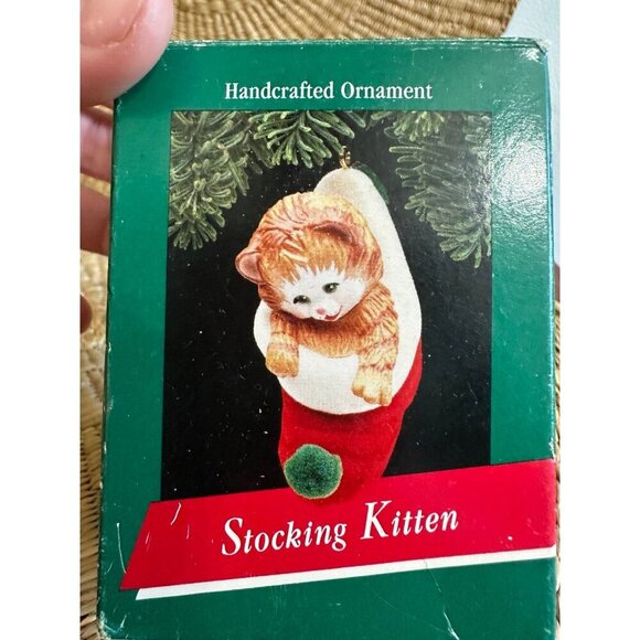 Handcrafted ornament stocking kitten vintage - Picture 3 of 7